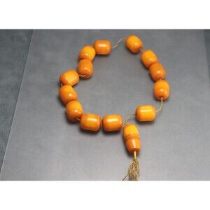 Vintage Bakelite Prayer Beads Necklace Butterscotch 63g